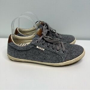 TAOS Starburst Gray Wool Leather Trim Lace Up Sneakers Womens Size 8 Comfort